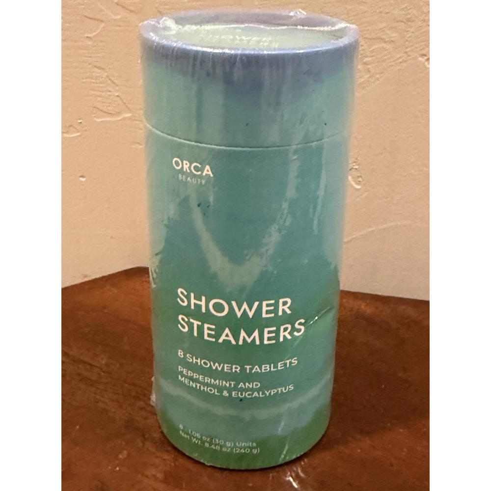 Orca Beauty Shower Steamers 8 Tablets Peppermint Menthol Eucalyptus Sealed Tub